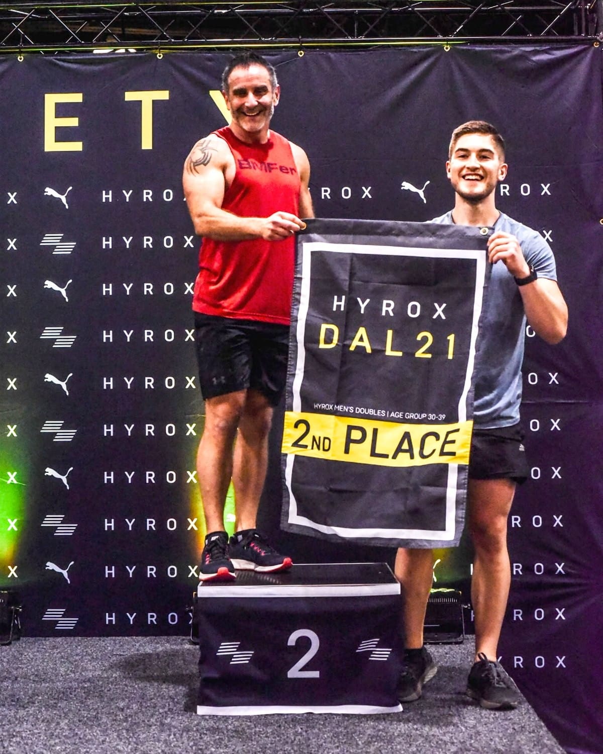 Jerry on the HYROX Dallas podium, second place in Men’s Doubles
